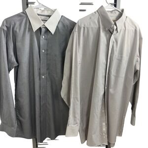 Lot of 2 Roundtree & Yorke Gold Label Dress Shirts Mens 16.5 35